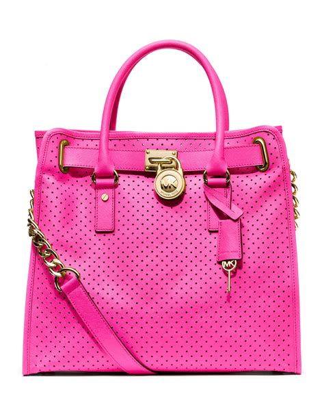 michael kors pink studded hamilton tote|michael kors saffiano tote large.